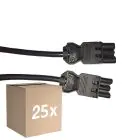 Monipakkaus 25x Noxion GST - Yhteensopiva Jatkojohto Musta - Uros + Nainen - 3m - 3 pole 1,5mm2